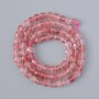 Strawberry Quartz Beads - Natural Stone, Faceted Cubes, 5mm Diameter, 39cm Length on Thread