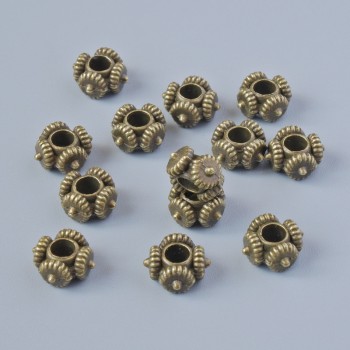 Bronze-colored bead spacer inserts, diameter 7.5×4 mm, bore 2.6 mm, pack 13 pcs ±