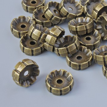 Bronze bead-insert finding, diameter 10×3.5 mm, hole diameter 2 mm, pack of 22 pcs ±