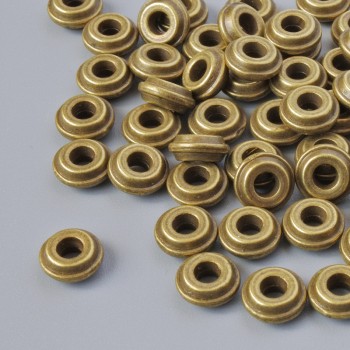 Bead insert findings, 6×2.5 mm diameter, bore 2.1 mm, pack of 60 pcs ± bronze-colored metal