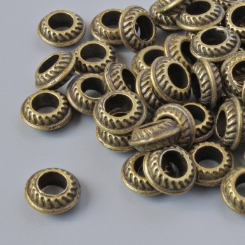 Bronze-colored bead-insert findings, 7.5×3 mm, hole diameter 3.7 mm, pack of 50