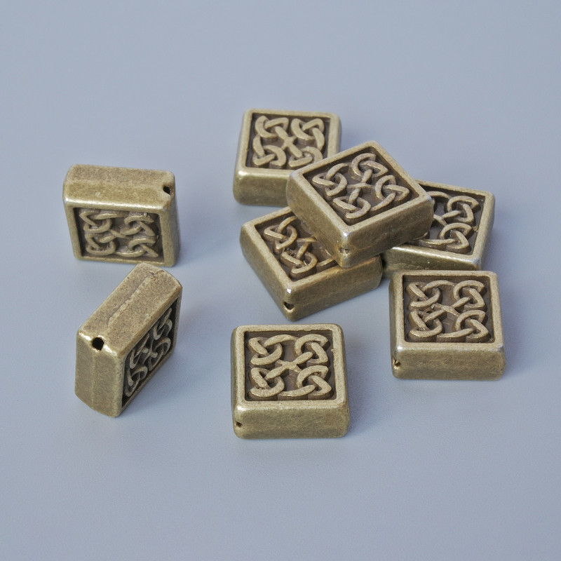 Bronze-colored bead setting insert, 10.5×5 mm, hole diameter 0.7 mm, pack of 8