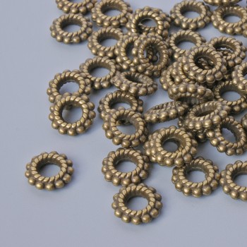 Bronze-colored bead-insert finding, diameter 7.5×2 mm, hole diameter 3.3 mm, pack of 54 pcs