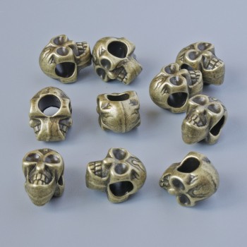Bead insert 'Skull', diameter 12×8×9 mm, hole diameter 4.5 mm, pack 10 pcs ± bronze metal color