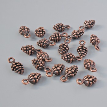 Pendant hardware 'Pinecone', size 13x7 mm, hole size 1.7 mm, packaging 20 pcs ±, copper-colored metal