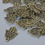 Pendant fittings 'Hamsa', 21×15 mm, hole diameter 1.7 mm, Pack of 24 pcs ±, bronze metal color