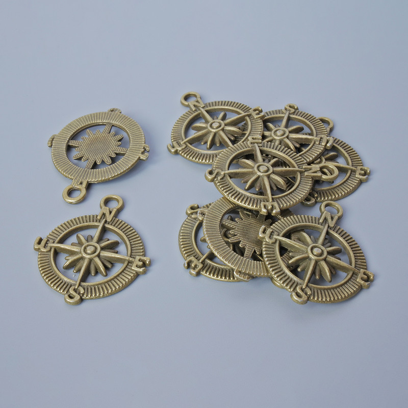 Pendant hardware 'Steering Wheel', dimensions 29x24, 5 mm, bore diameter 2.4 mm, pack 9 pcs ±, bronze metal color