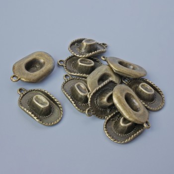 Pendant fittings "Hat", diameter 22x13, 5x5 mm, hole diameter 1.8 mm, pack 11 pcs +/- bronze-colored metal