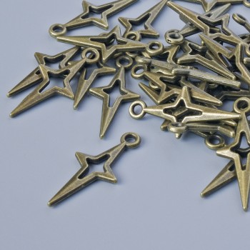 Hardware pendant 'Star', diameter 23x10 mm, hole diameter 1.6 mm, packaging 30 pcs ± bronze-colored metal