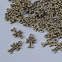Cross pendant findings, bronze-colored metal, 11×6 mm, hole diameter 1.3 mm, pack of 70 pcs ±