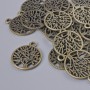 Pendant finding 'Tree', size 20×16 mm, 5 mm thick, hole diameter 2 mm, pack of 16 pcs ± bronze metal color