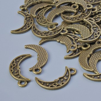 Pendant findings 'Moon', dimensions 17.5 × 9 mm, hole diameter 1.8 mm, packaging 30 pcs ±, bronze metal color