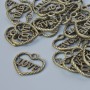 Heart-shaped Pendant Hardware, dimensions 13.5×14.5 mm, hole diameter 1.9 mm, pack 28 pcs ±, bronze-colored metal