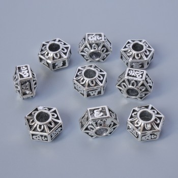 Bead-insert fittings, 7×10 mm, hole diameter 3.5 mm, pack of 9 pcs, ±20 g, silver-tone metal color