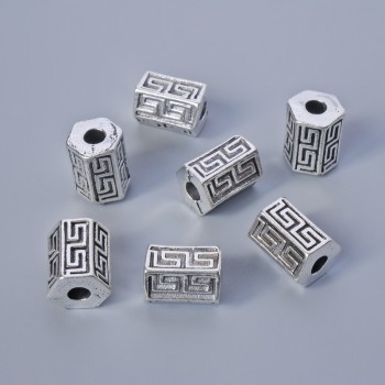 Bead Insert Findings, 10×7 mm diameter, hole diameter 2.9 mm, pack of 7 pcs, approx. 20 g, silver-tone metal color