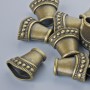 End cap hardware, bronze color metal, 15×15×8 mm, hole diameter 6×3.9 mm, pack of 10