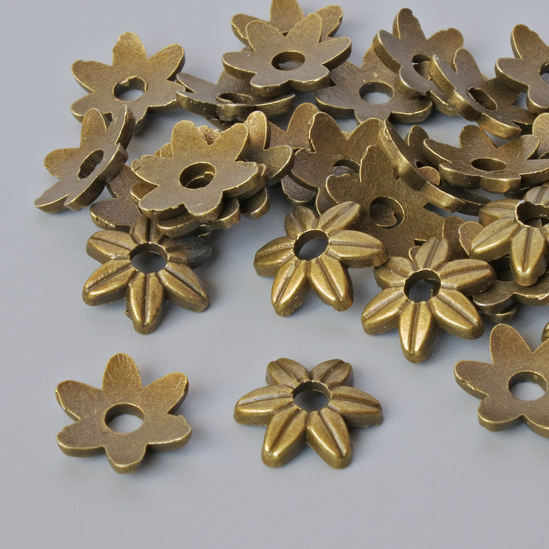 End cap findings, bronze color, 9x2 mm, hole diameter 2.5 mm, pack of 30 pcs