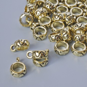 Bail holder hardware, diameter 3.5x7.5 mm, hole diameter 1.7 mm, 4.6 mm, length 10 mm, packaging 41 pcs ± 20 g ± light-gold color of metal
