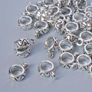 Bail Holder hardware, diameter 3.5×7.5 mm, hole diameter 1.7 mm, 4.6 mm, length 10 mm, pack 41 pcs ± 20 g ± silver color of metal