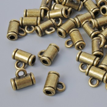 Bronze Bail Holder, diameter 8x4 mm, hole diameter 1.8 mm and 2.1 mm, length 7.2 mm, pack of 40 pcs, bronze color metal, 20 g