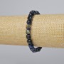 Bracelet Blue Cat's Eye natural stone faceted cube, diameter 7mm±, length 18cm± (stretch)