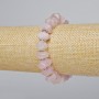 Bracelet Pink Quartz natural stone faceted rondelle, diameter 10×7 mm, length 18 cm +/- (stretch) with metal inserts