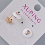 Xuping Heart Stud Earrings with White Crystal and Enamel, 10mm Diameter, 18K Gold Plating