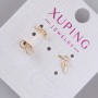 Stud Earrings 'Twig' Xuping with White Crystals, 9×5 mm diameter, ± 18K Gold Plating