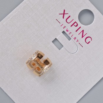 Xuping Bead with White Crystals, 8.5 x 8.5 mm, hole diameter 4.7 mm, 18K Gold-Plated