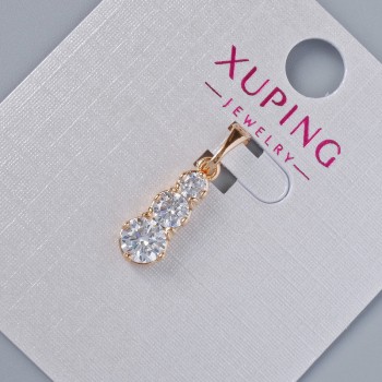 Xuping Pendant with White Crystals, diameter 15×6 mm, length 20 mm, 18K gold plating
