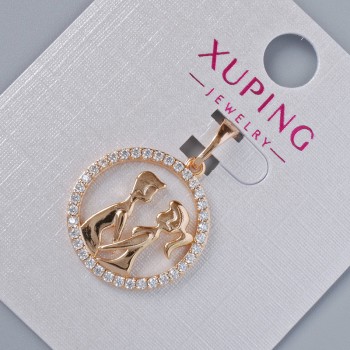 Pendant "Lovers' Pair" Xuping with white crystals, diameter 20x18 mm, length 25 mm, 18K gold plating