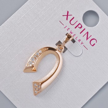 Pendant "Horseshoe" Xuping with white crystals, diameter 21.5 x 13.5 mm, length 27 mm, 18K gold plating