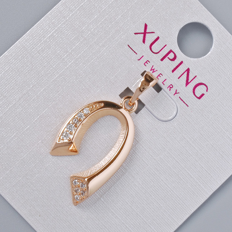 Pendant "Horseshoe" Xuping with white crystals, diameter 21.5 x 13.5 mm, length 27 mm, 18K gold plating