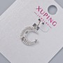 Pendant 'Moon' Xuping with White Crystals, Diameter 14x13 mm, Length 20 mm, Rhodium-Plated