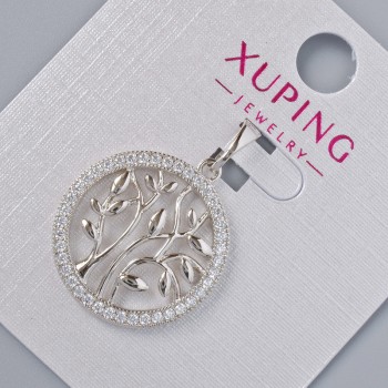 Pendant 'Tree' Xuping rhodium-plated with white crystals, diameter 22×20 mm, length 27 mm ±