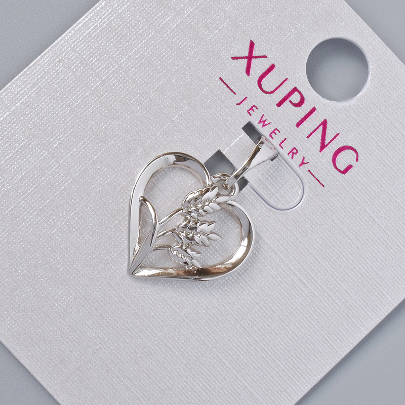 Pendant "Heart" Xuping, diameter 15x15 mm, length 20 mm, rhodium