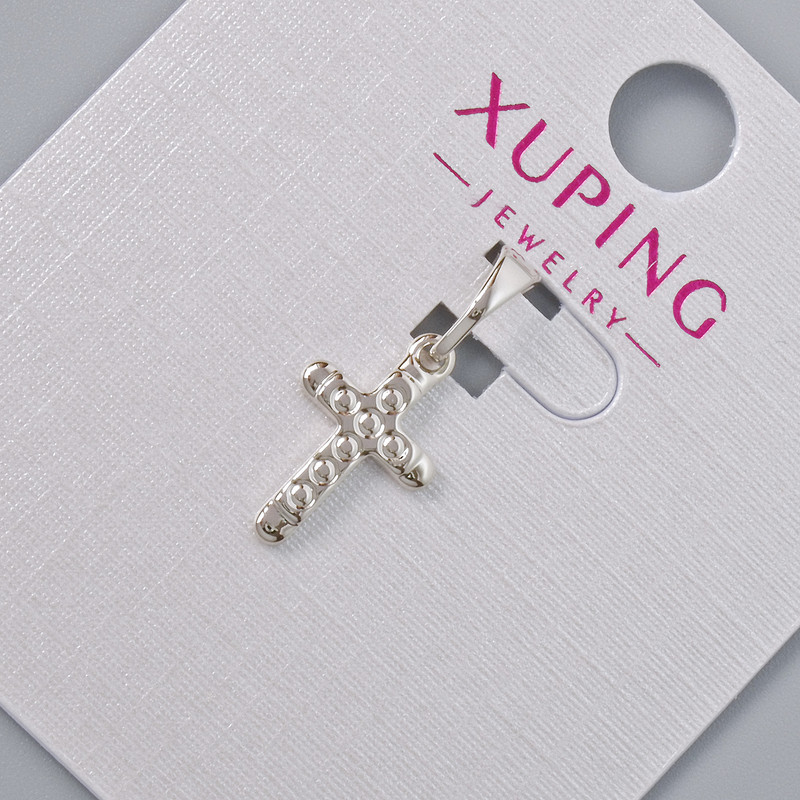 Pendant 'Cross' Xuping, diameter 14x9 mm +-, length 19.5 mm +-, rhodium