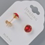 Xuping stud earrings with Swarovski crystals, red color, 9 mm diameter, 18K gold plating