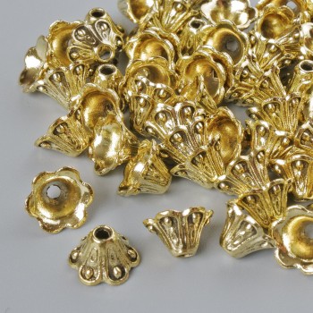 End cap for jewelry findings, 8x5 mm, hole diameter 1.7 mm, packaging 20 g, light-gold color of metal