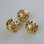 Bead insert finding, 14 mm diameter, hole diameter 2.1 mm, pack 3 pcs ±, gold-tone metal