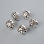 Bead insert fittings, 10x10 mm, 5 mm, hole diameter 1.9 mm, finish: pack of 5, silver metal color