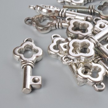 Key Pendant Finding, 25x11 mm, silver-tone metal, pack of 12, approx. 20 g