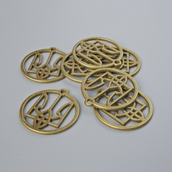 Pendant hardware 'Coat of Arms of Ukraine', 25mm diameter ±, packaging 7 pcs ±, bronze metal color