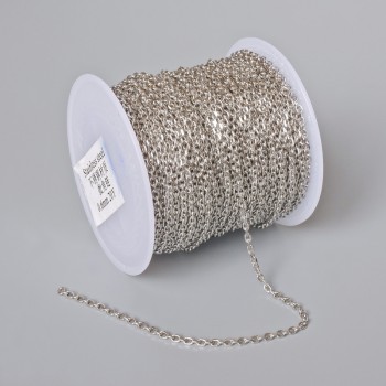 Bobbin chain findings for jewelry, thickness 2.1 mm, length 18 m, stainless steel