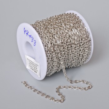 Bobbin chain fittings for jewelry, 3.1 mm thick, 18 m long, stainless steel