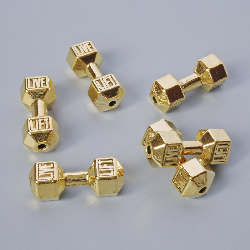 Bead finding 'Dumbbell', diameter 8×19.5 mm, pack of 6, golden metal color