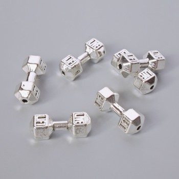 Bead findings 'Dumbbell', size 8x19 mm, 5 mm ±, pack of 6 pcs ±, silver-colored metal