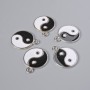 Yin Yang Pendant Hardware, 18 mm diameter, 22 mm length, hole diameter 2.5 mm, set of 5 pieces, silver-colored metal