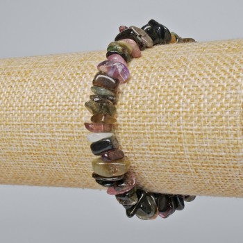 Bracelet Tourmaline natural stone chip, diameter 9x3 mm ±, length 18 cm ± (stretch)