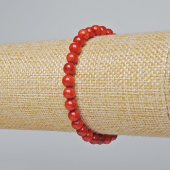 Bracelet Red Jasper (imitation) smooth beads, 6 mm diameter, length 18 cm (stretch)